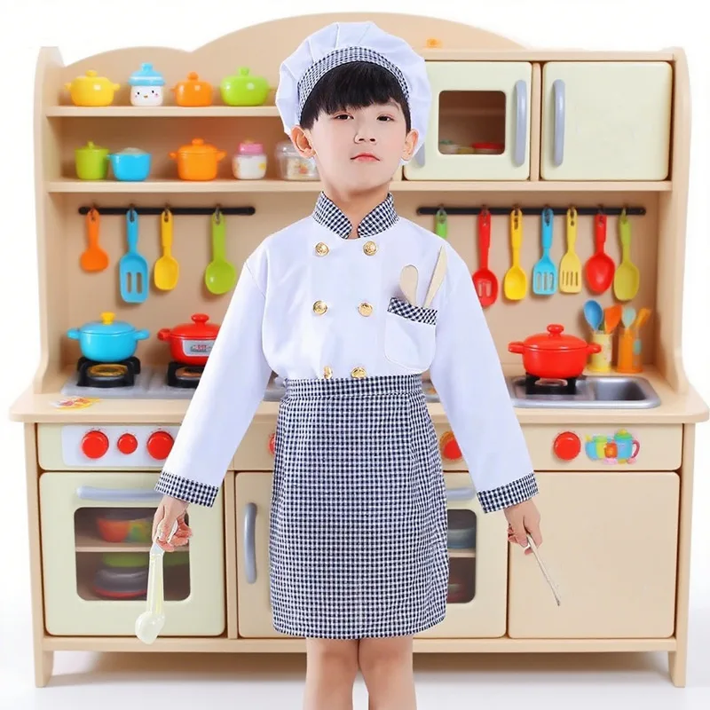 Kinder Jungen Mädchen Koch Kostüm Kochen Backen Kleidung Kinder Halloween Kostüm Set Bühne Kleidung Karneval Party Leistung