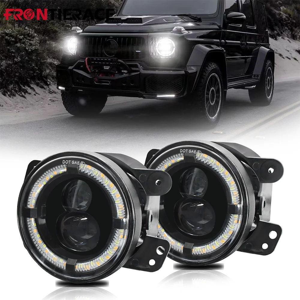 

4inch jeep Yellow White Off Road Fog Lamp Fog Light 200W White Amber Halo Ring DRL For Jeep Wrangler JK LED