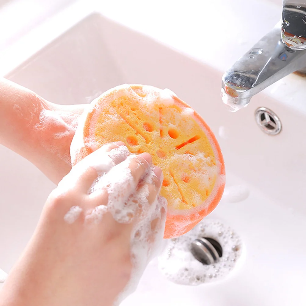 

4pcs Fruit Shape Cleaning Sponges Kitchen Scrubbers Dish Sponge Set Reusable Non-Scratch Scrub Sponges For Home Kitchen Use