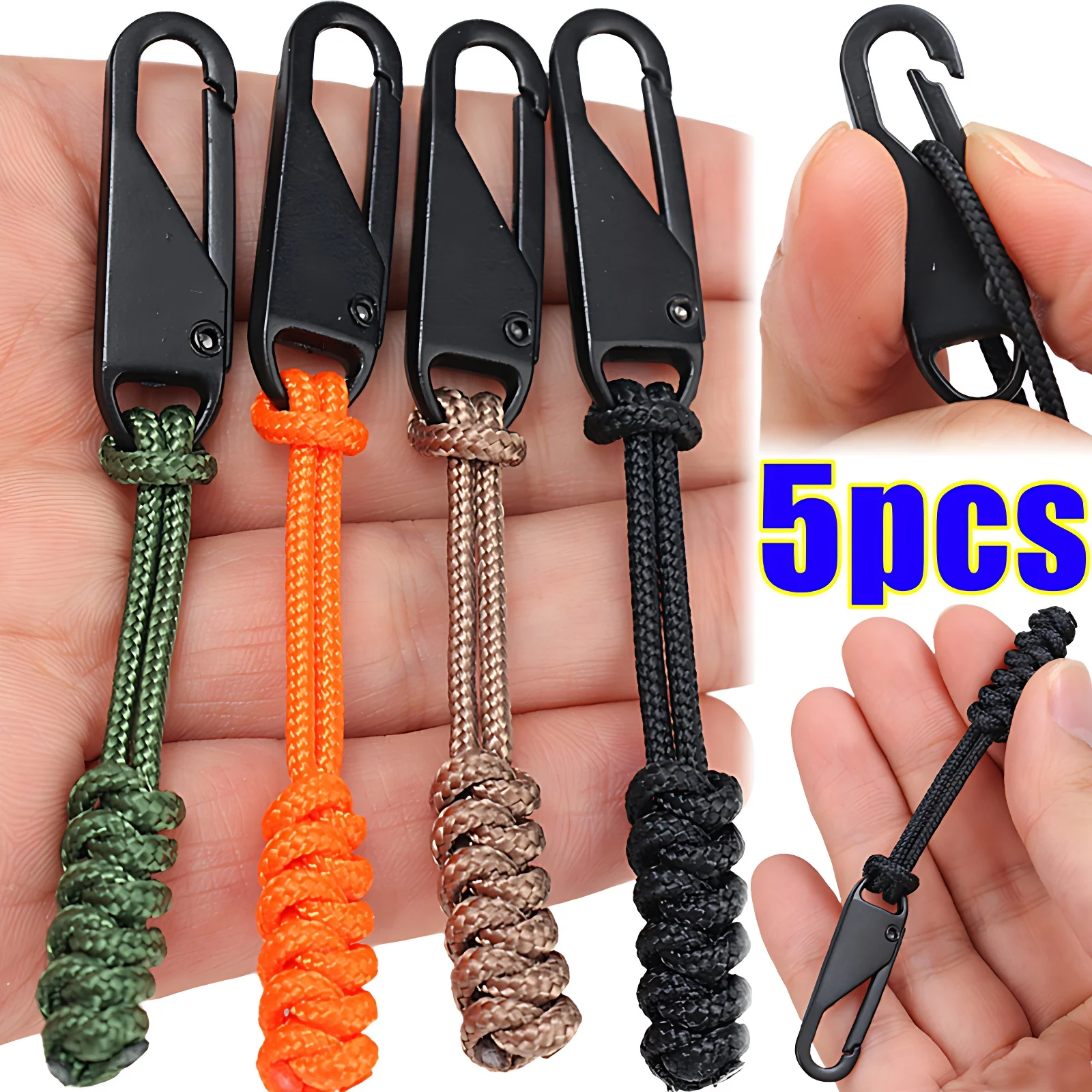 Detachable Zipper Pullers Outdoor Bag Zipper Pull Head  Wear-resistant Umbrella Rope Woven Zipper Replaceable Accessories