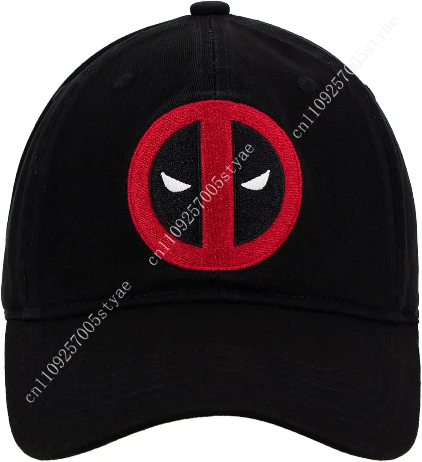 

Marvel Deadpool Dad Hat, Stitched Face Logo Cotton Adjustable Baseball Cap with Curved Brim, Black, One Size