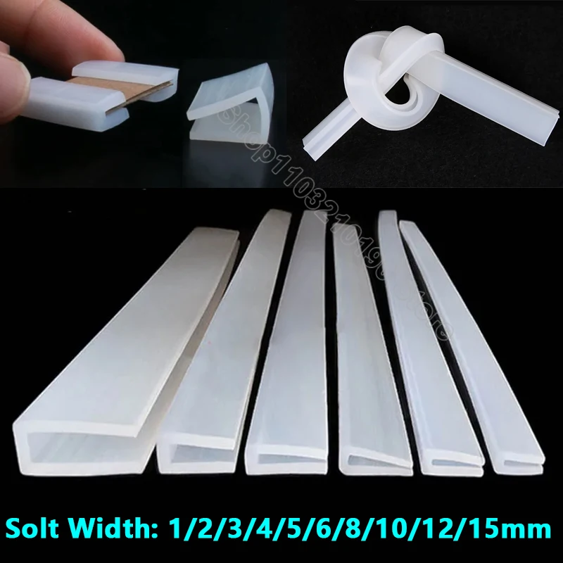 Transparent Silicone Rubber U Shape Seal Strip Window Car Door Frameless Glass Edge Wrapping Anti-collision Weatherstrips 1-15mm