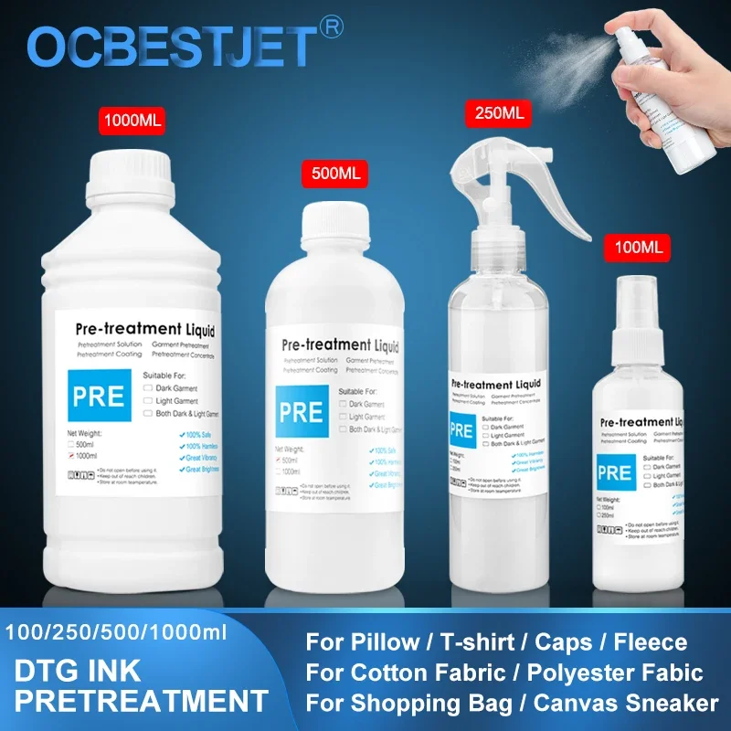Spray DTG Ink Pretreatment Liquid Solution For Textile Pigment Ink Coating For DTG Printer Before Printing Fluid Light & Dark