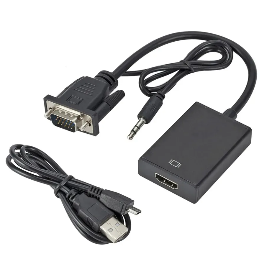 Kabel Adapter kompatybilny z VGA do HDMI z wyjściem Audio konwerter VGA2HDMI-compatible HD 1080P dla komputera PC Laptop do projektor HDTV