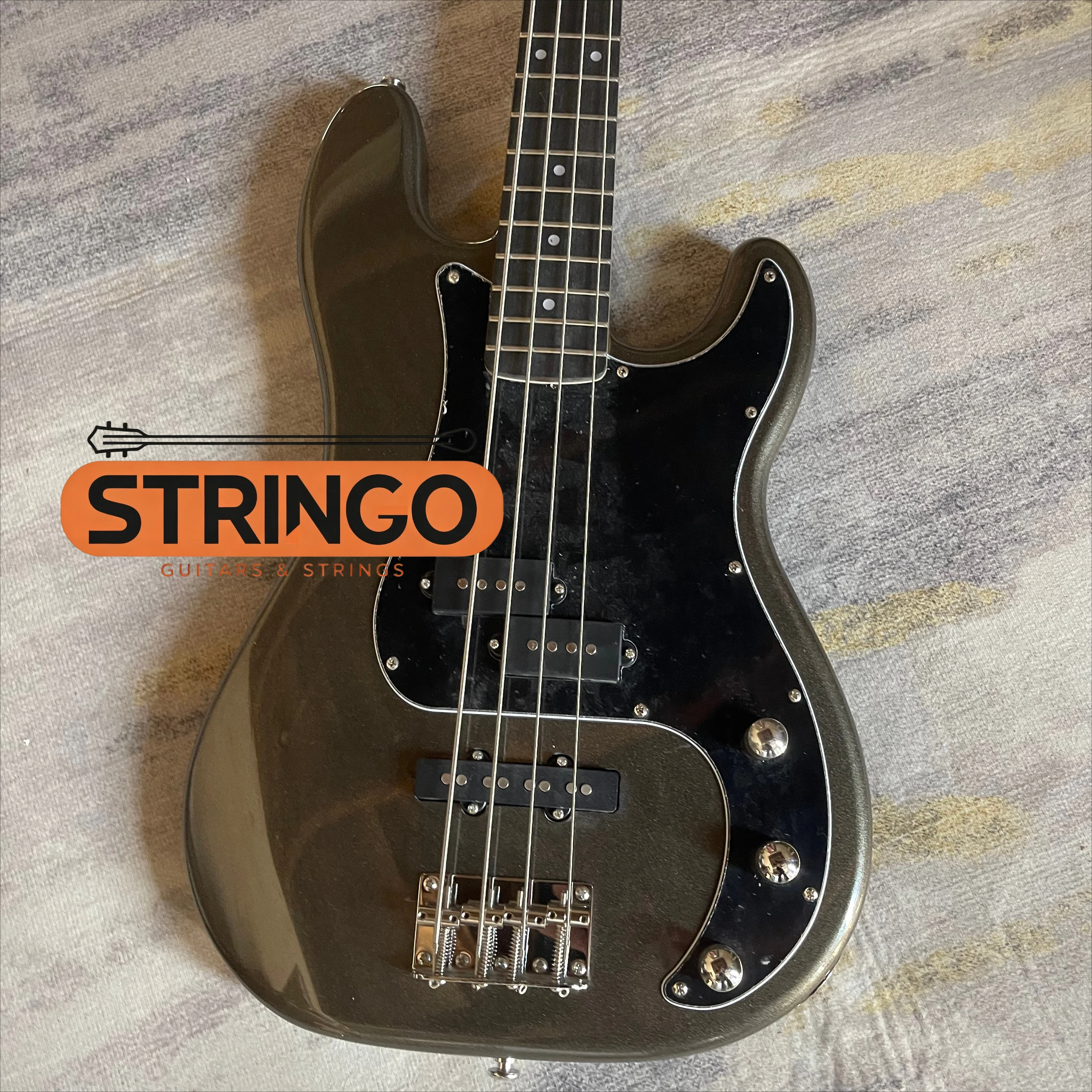 Metallic Grey PB 4 String Electric Bass Mahogany Body PJ Combined Pickups Rock Funk Bass Players Stage Performance Collection