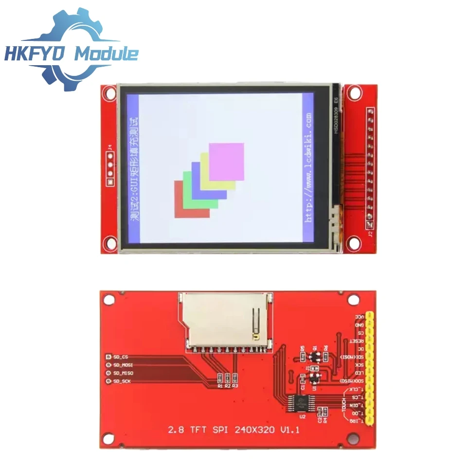 Módulo LCD TFT de 2,8 polegadas 240x320 Interface SPI Driver ILI9341 com painel de toque resistivo e luz de fundo LED branca