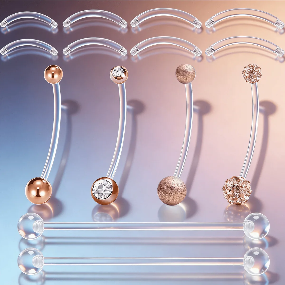 14G Pregnancy Piercing, Belly Button Piercing,Belly Plug, Flexible Plastic, Bioflex, Banana Piercing, 12/14/16/18/32 mm