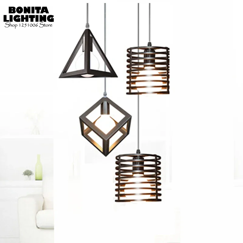 

Nordic Iron cord pendant lamp modern Triangle/Cylinder/Cube hanging lights for dining room Milky bulb G80 Small Lighting Indoor