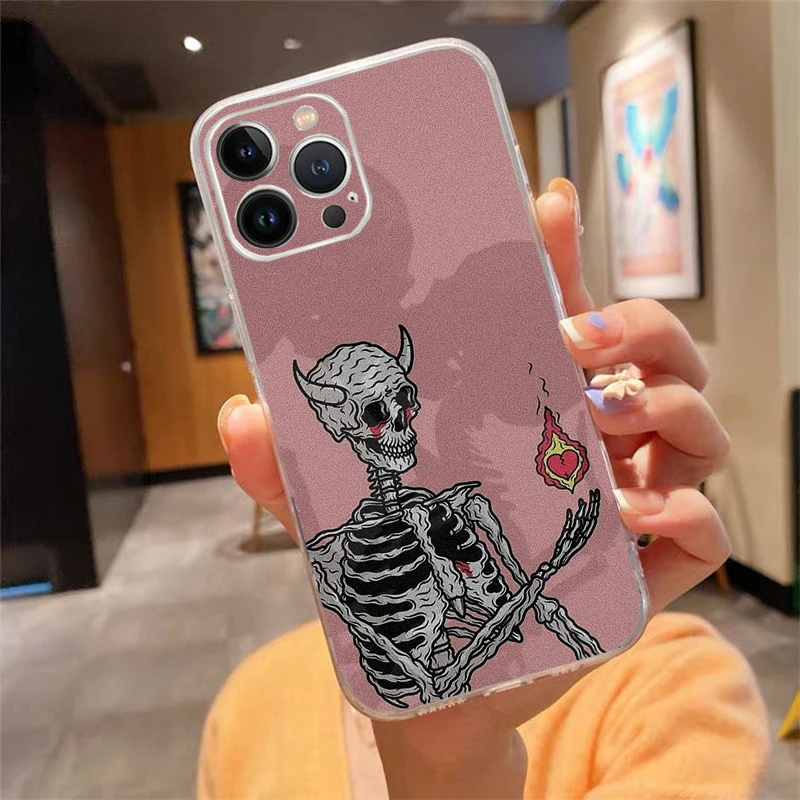 

Phone Case For iphone 17 Pro Max 17 Air 16 15 14 13 Pro Max 15 16 Pro 15Plus Skull Skeleton