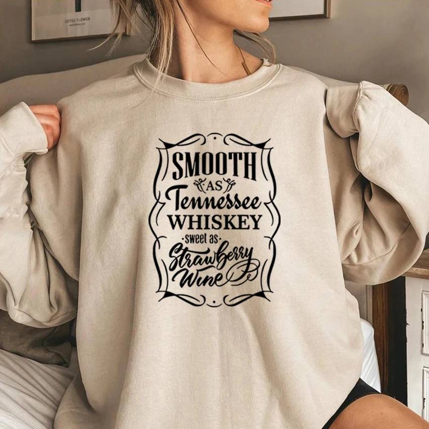 

Smooth As Tennessee Whiskey Sweet As Strawberry Wine Sweatshirt Country Music Hoodie Country Life Whiskey Crewneck Sweatshirts