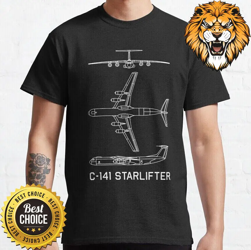 C-141 Starlifter American Plane Airplane Blueprints Diagrams T-Shirt