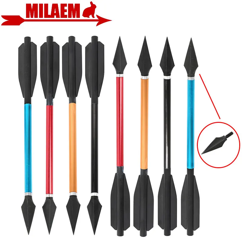 

6pcs Archery Short Arrow Crossbow Arrow High Strength Aluminium Arrow Alloy Steel Broadhead for Crossbow Hunting Shooting