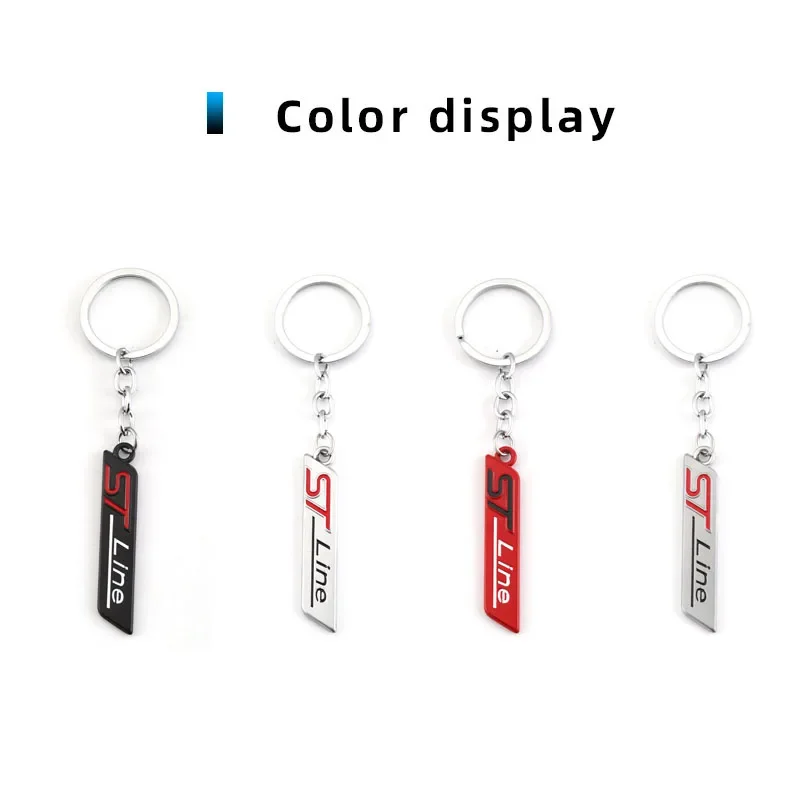 ST Line Car Keychain Metal Key Ring Remote Fob Holder for Focus Fiesta Mustang Ranger Everest Galaxy
