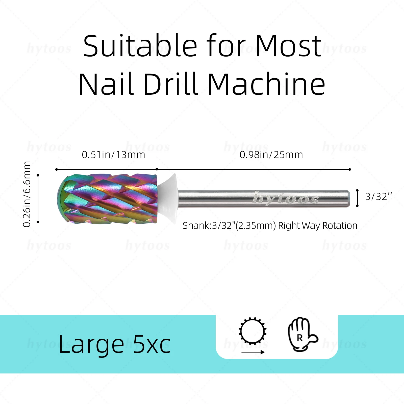 HYTOOS Sicurezza 5XC Punte da trapano per unghie in metallo duro Rivestimento TaC Punta a canna superiore liscia per rimozione gel spesso e acrilico Strumenti per manicure professionali