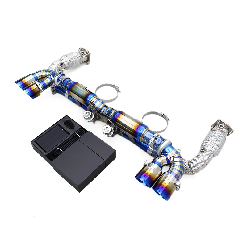 Yooking Titanium Exhaust Pipe For Porsche 911 997.1 Turbo 3.6T 2004-2007 Catback Exhaust Downpipe With 200cell Catalyst