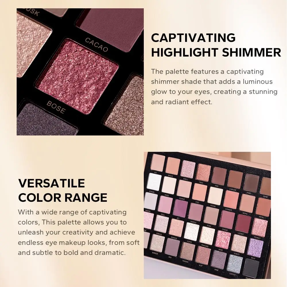 BEAUTY GLAZED Neutral Vibes Matte 40 Colors Highlight Shimmer Eye Shadow Cosmetics Palette Glitter Eyeshadow