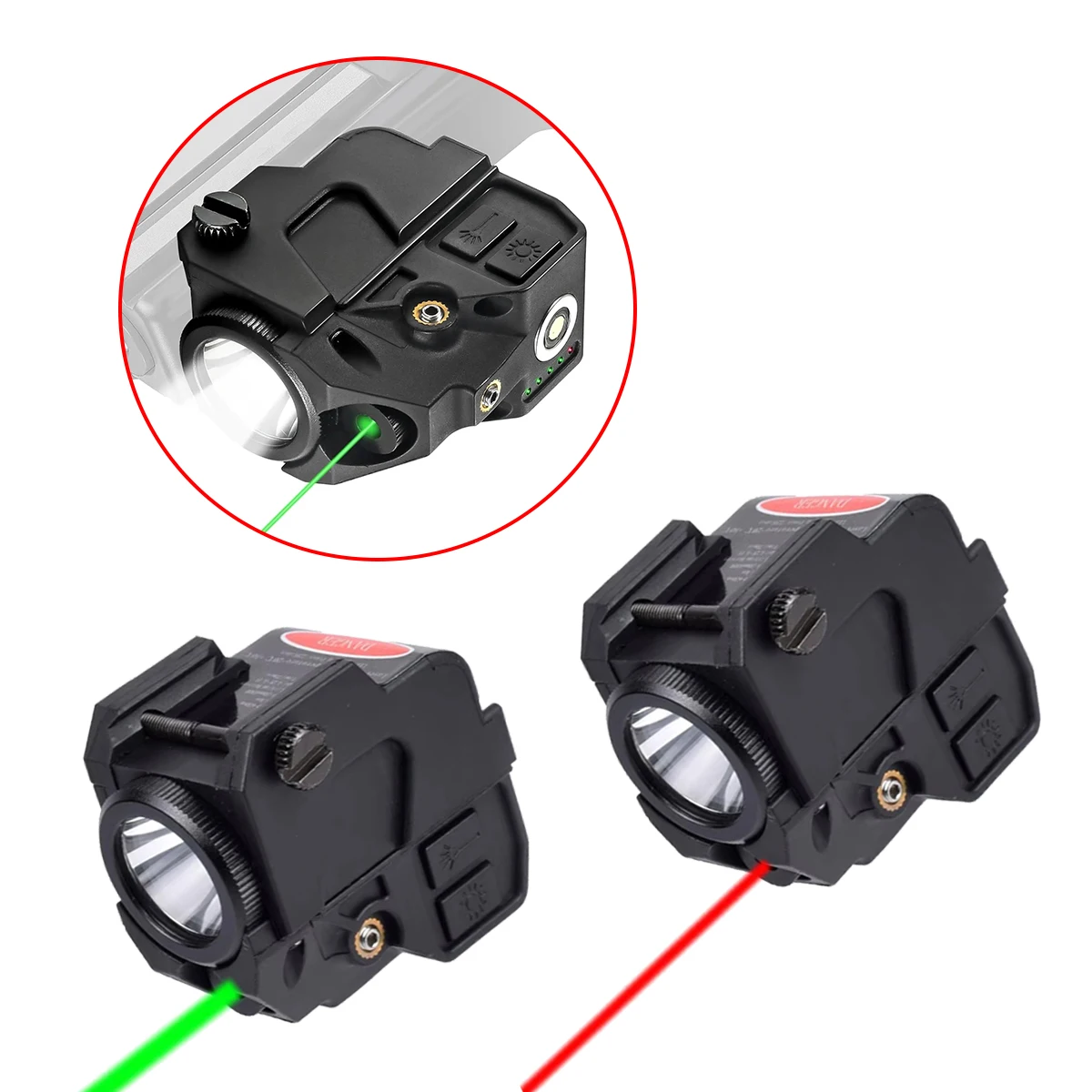 

Tactical Flashlight Laser Sight Pistol Magnetic Charging Red/Green Dot Laser Compact Laser Combination Built-in Lithium Battery