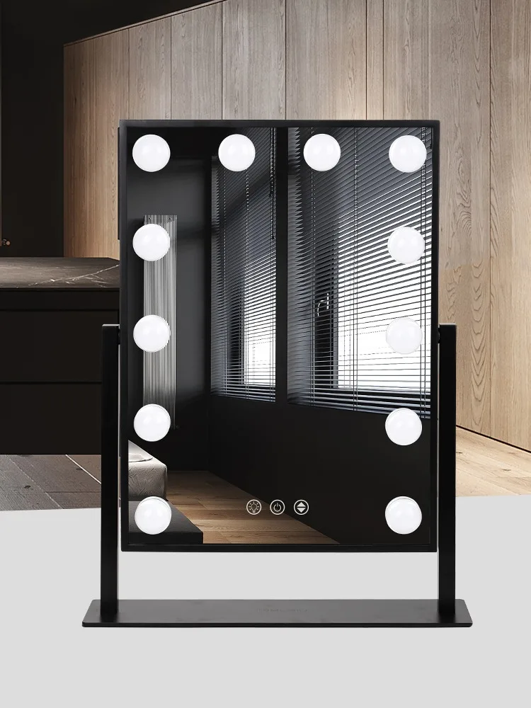 Hollywood bulb makeup mirror desktop desktop rotatable home fill light square net red vanity mirror with led light