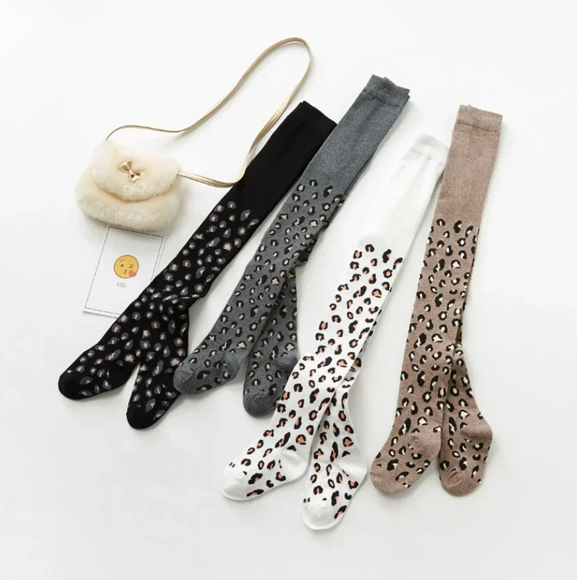 Kids Girls Leopard Leggings 2024 New Arrival Princess Printed Underpants High Waist Pantyhose Cute Winter Clothing Age For 2-9Y