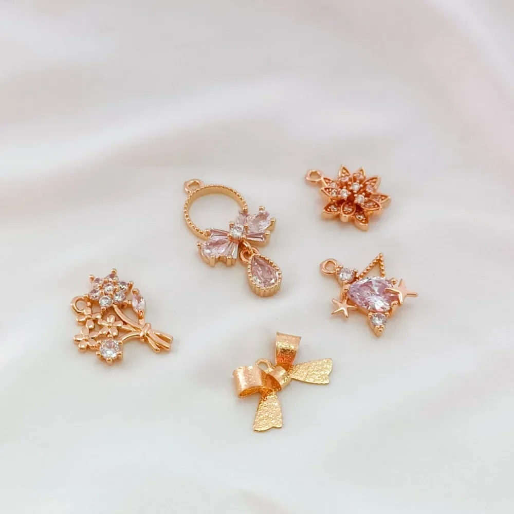 Accessoires nœud en Zircon 14K, Lotus, pendentif goutte d'eau, Bracelet, pendentif, matériel de bricolage