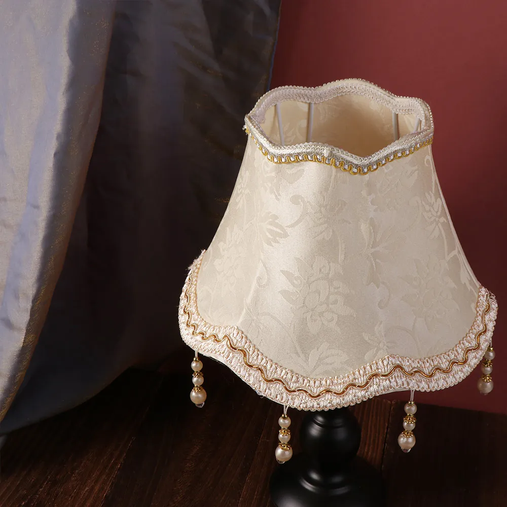 E27 Table Lamp Shade European Style Pearl Tassel Wall Lamp Cover Retro 25CM Floor Lamp Dust Cover Bedroom Wall