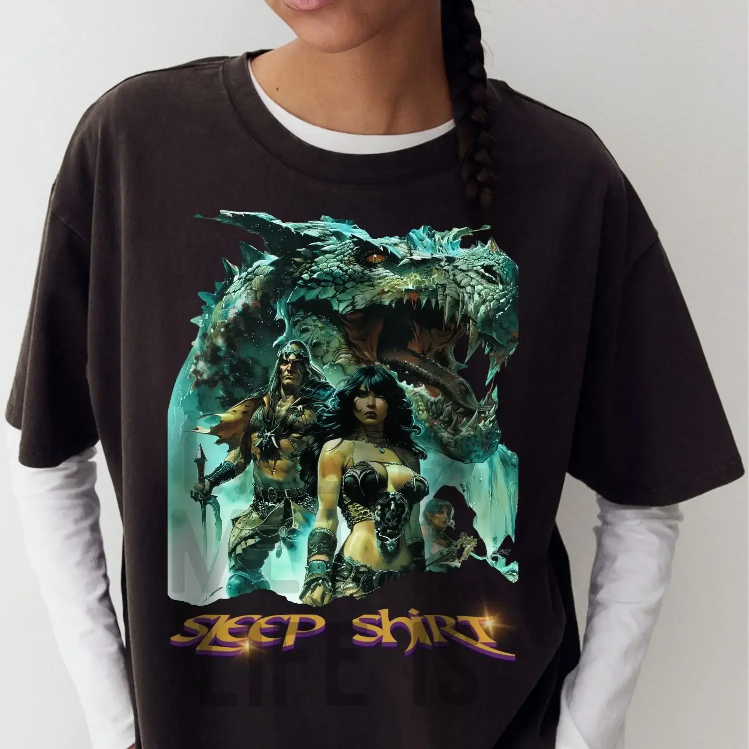 Dragon Fantasy Sleep T Shirt Pulp Metal Funny Heavy Frank Frazetta Inspired
