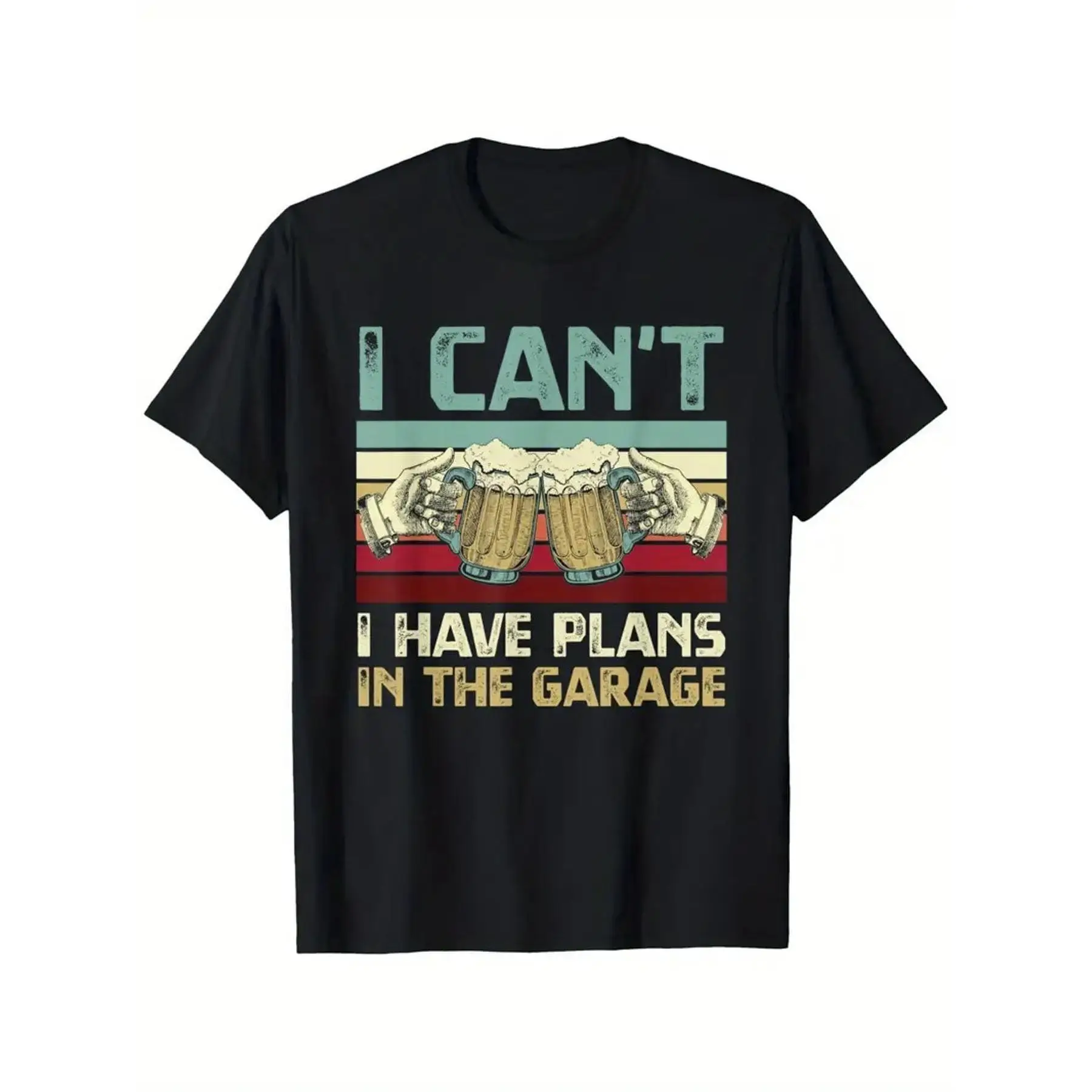 

Funny Garage T-shirt, I Have Plans in The Garage Graphic Tee, Vintage Mechanic Gift, Humorous Beer Drinking Shirts for Men
