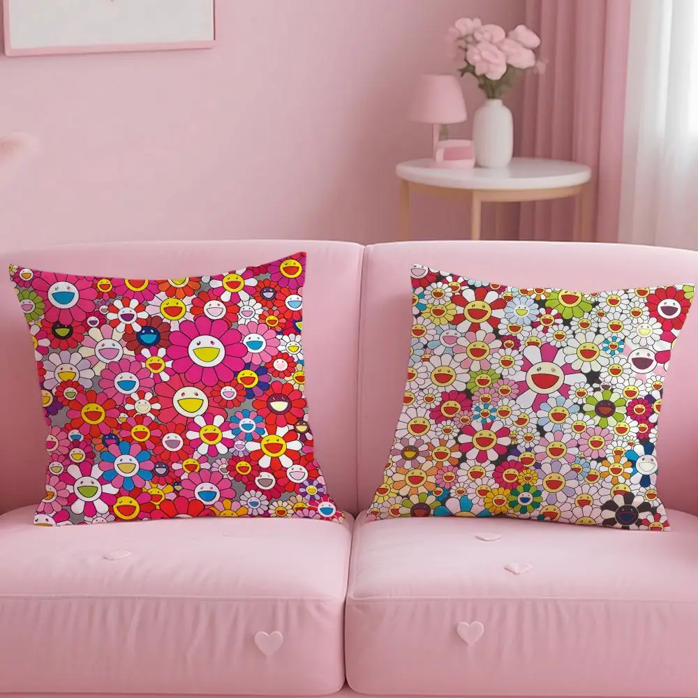 T-Takashi M-Murakami Cushion Cover Comfortable Reversible Pillow Cover Ideal for Car Sofa Bedroom & Beyond