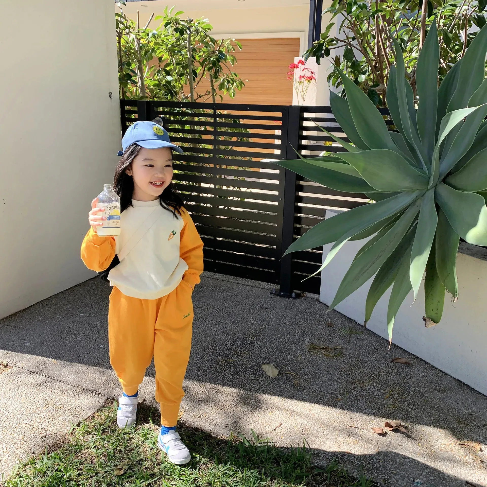 2026 Spring Fall Baby Girls Cotton Contrast Embroidery Sweatshirt+Drawstring Sweatpant Set Kids 2PCS Tracksuit Children Outfit