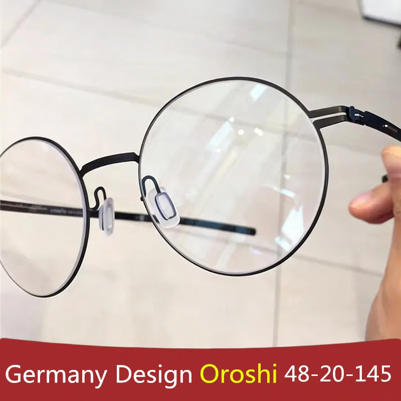 

Germany Brand Round Screwless Glasses Frame Men Women Fashion Ultralight Thin Rim Eyeglasses Designer Circle Spectacles Eyewear