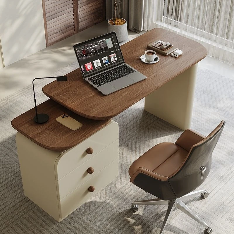 Light luxury high-end minimalist study corner computer desk retro cream style writing desk