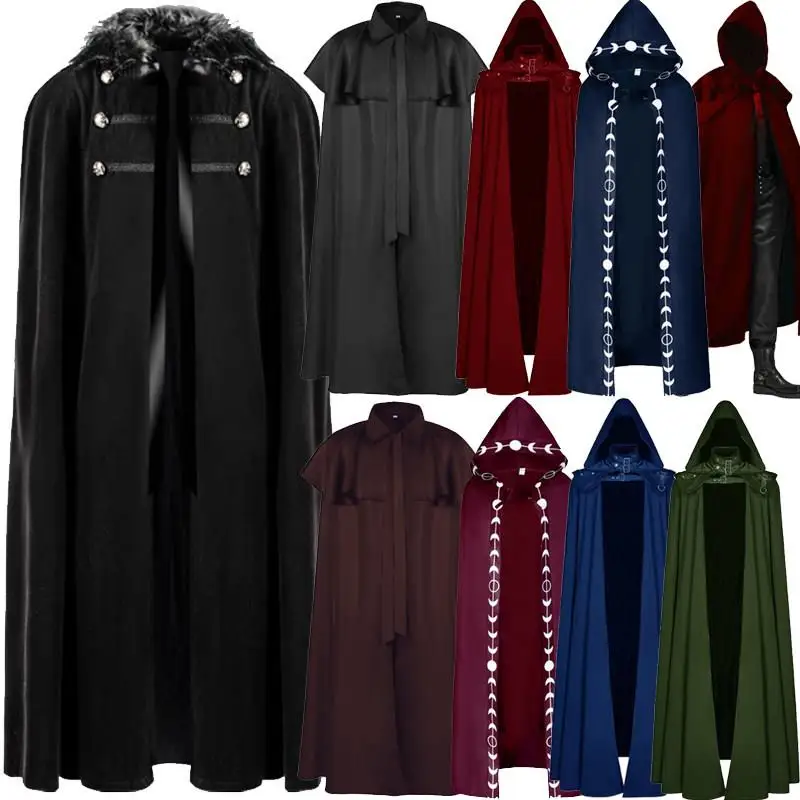 

Black Witch Doctor Robe Halloween Cosplay Costume Adult Death God Performance Clothes Men's Magic Cloak Polyester Spring