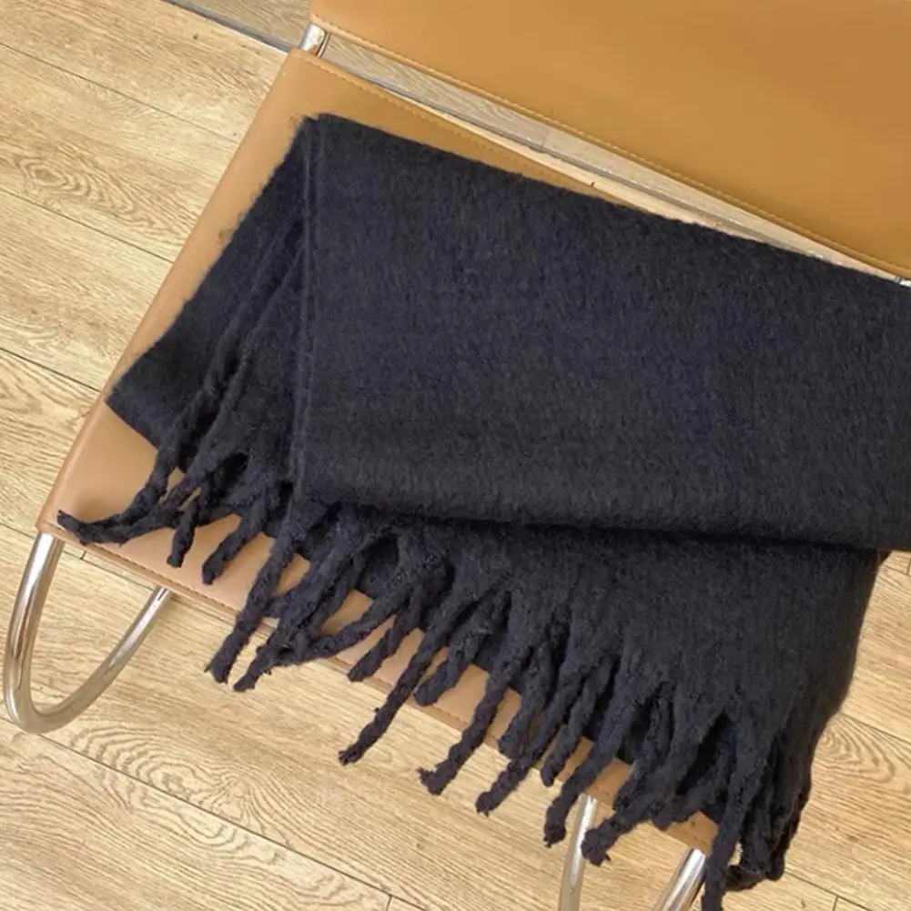 

2025 230cm Tassel Trim Women Scarf Super Long Thicken Thickened Knitting Scarf With Tassel Decoration Warm Autumn Winter Scarf