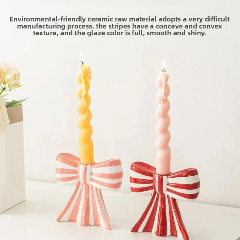 Bow Ceramic Candle Holders French Romantic Wedding Ceramic Candlestick Decoration Candlelight Dinner Atmosphere Decoration Gifts