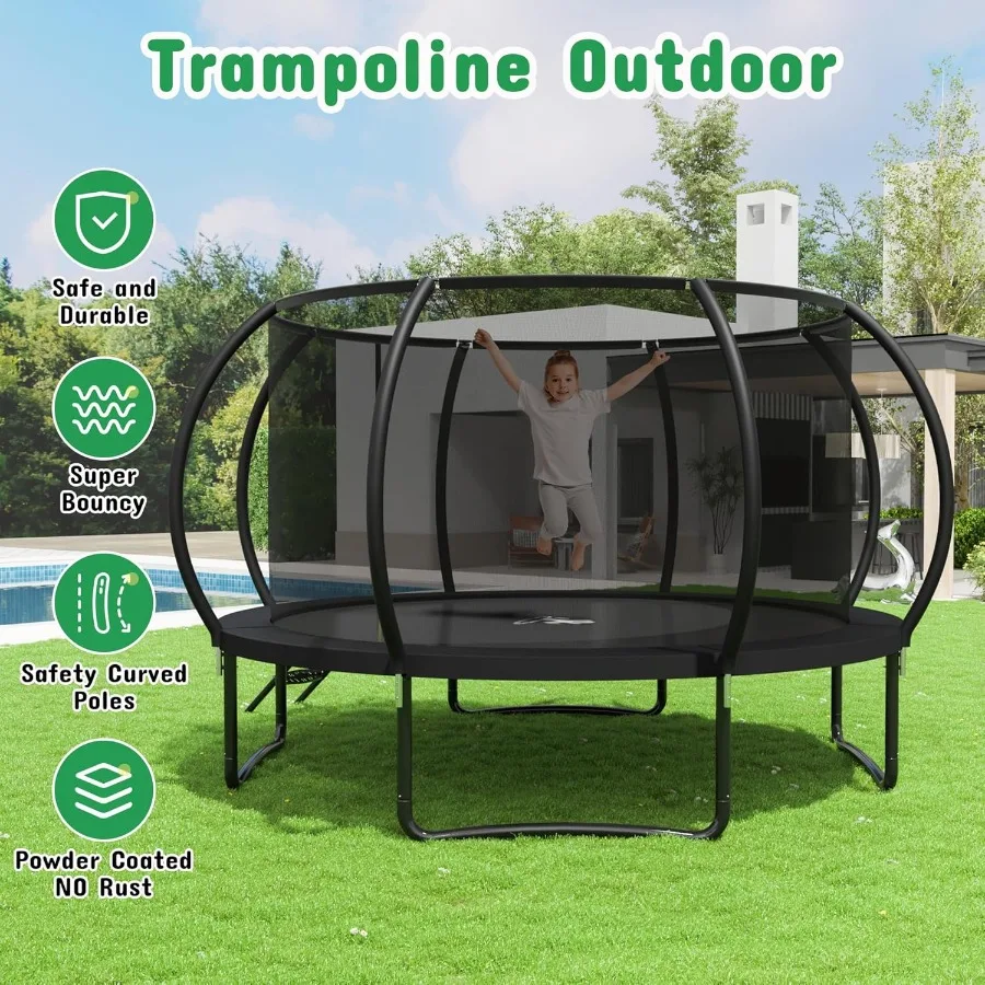 10FT 12FT 14FT 16FT الترامبولين في الهواء الطلق مع شبكة الضميمة السلامة سميكة وسادة الربيع ASTM المعتمدة الترفيهية الترامبولين ل