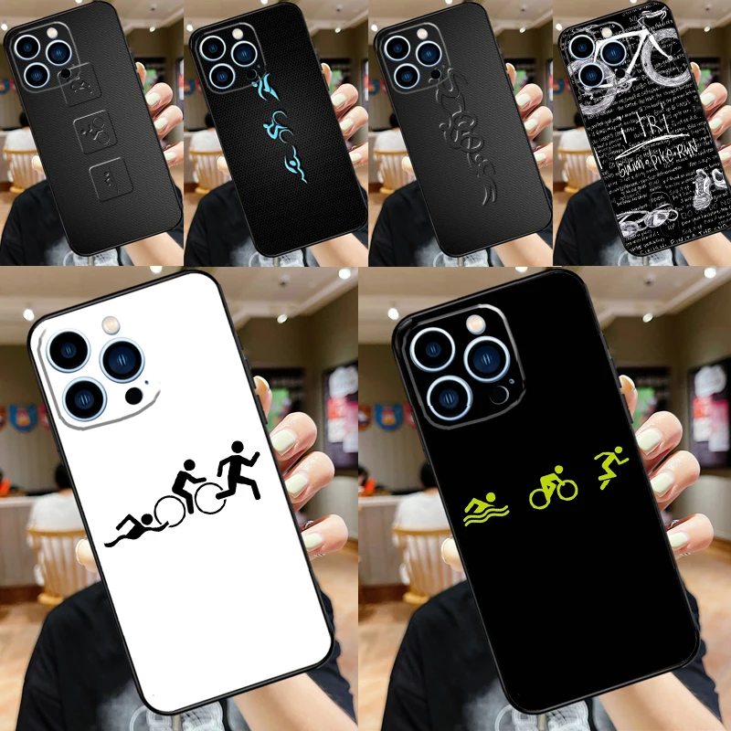 Triathlon Tri Life Phone Case For iPhone 11 12 13 14 16 15 Pro Max Mini XS X XR 7 8 Plus Soft Cover Shell
