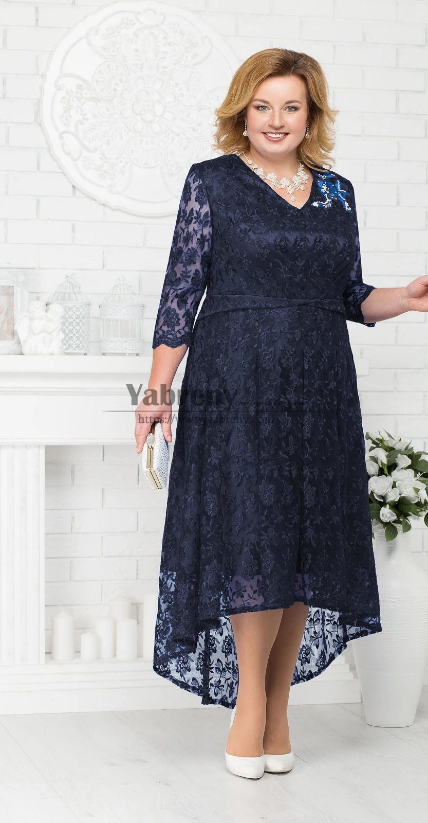 High Low Royal Blue Mother of the Bride Lace Dress 2022 Fashion mother of the bride dresses