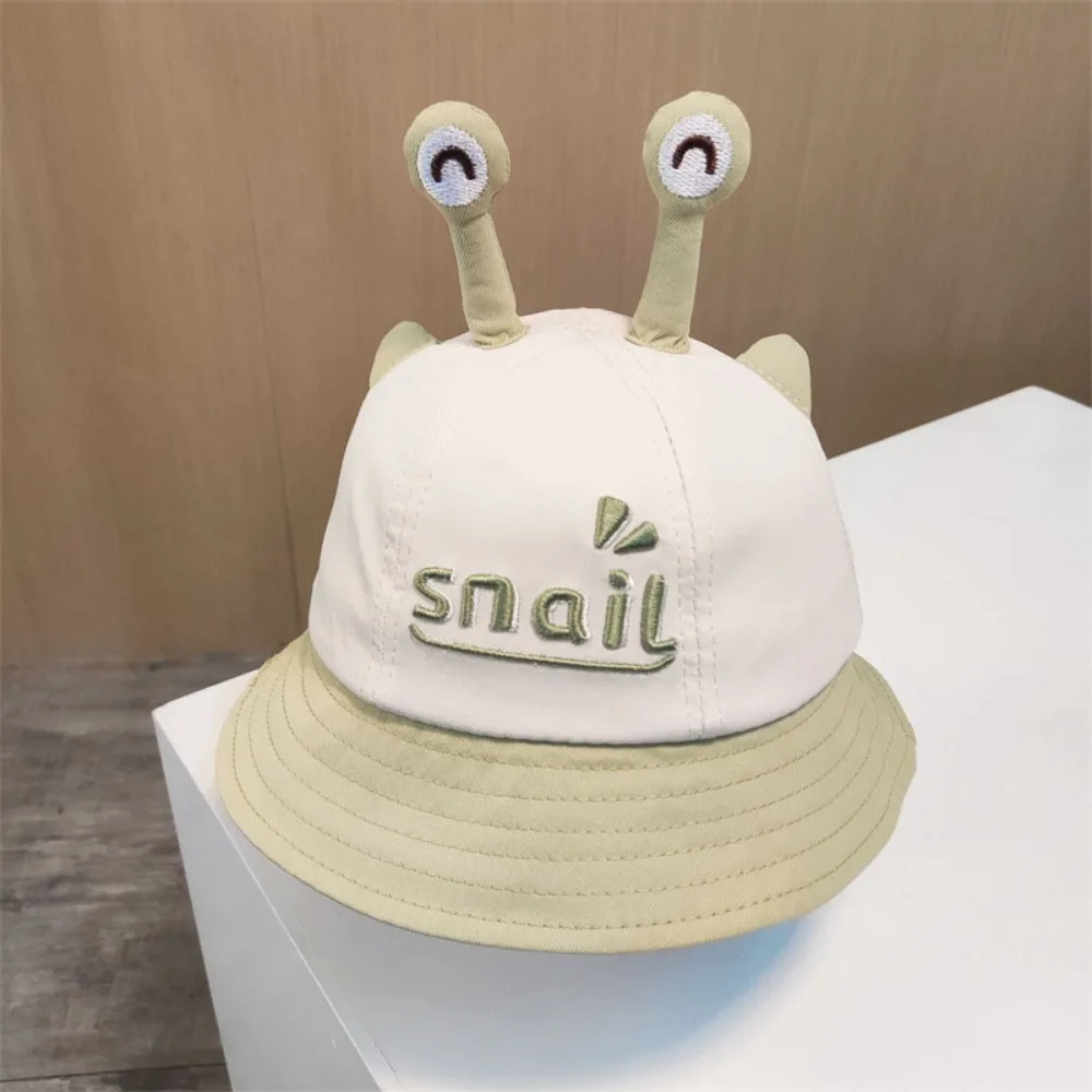 

Spring Cartoon Snail Baby Bucket Hat Embroiderey Solid Color Baby Fisherman Hat Breathable Sunscreen Toddler Panama Sun Hat Kids