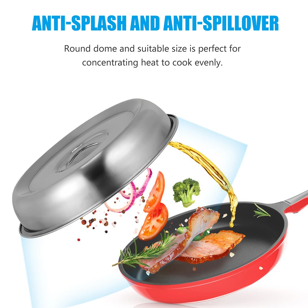 

2pcs Stainless Steel Food Covers Household Steak Hoods Round Kitchen Cooking Covers Oilproof Protective Hood For Burgers Bacon