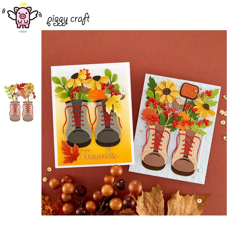 Piggy Craft metallo fustelle taglio fustella stampo Boot Decorazione floreale Scrapbook mestiere di carta coltello stampo lama punzonatrice stencil