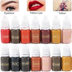 Tinta de maquillaje permanente, 10ml, Color negro, ceja natural, tinta para tatuaje, pigmentos Microblading para cejas, labios, arte corporal, belleza