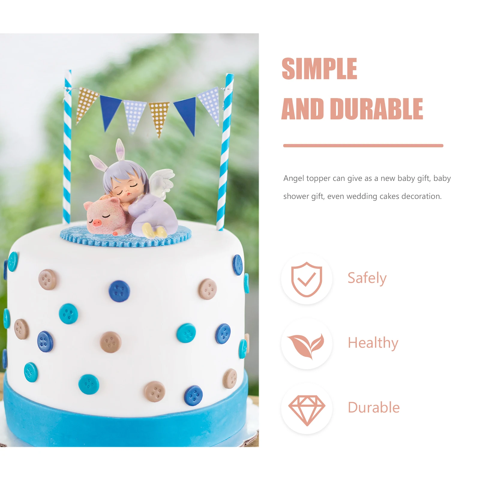 

Angel Mini Resin Statue Lying on Pig Sculpture Home Office Desktop Decoration Birthday Cake Adornment Creative Gift