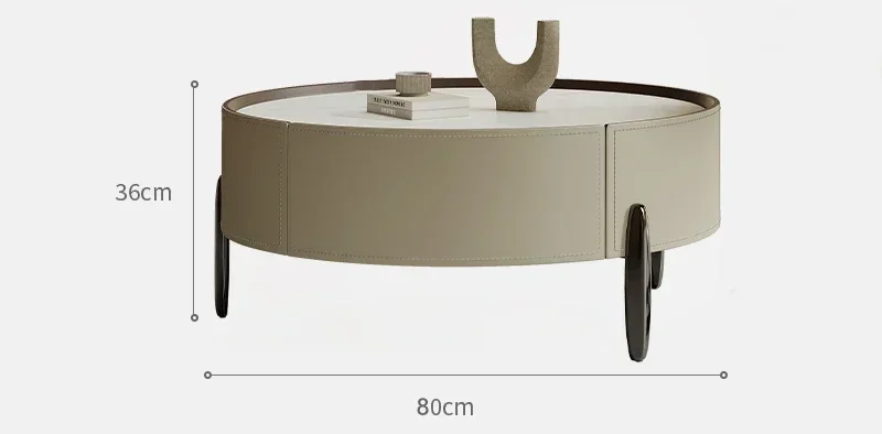 Italian Minimalist Stone Plate Size Coffee Table Living Room Home Light Luxury High-Grade Designer Saddle Leather Marble