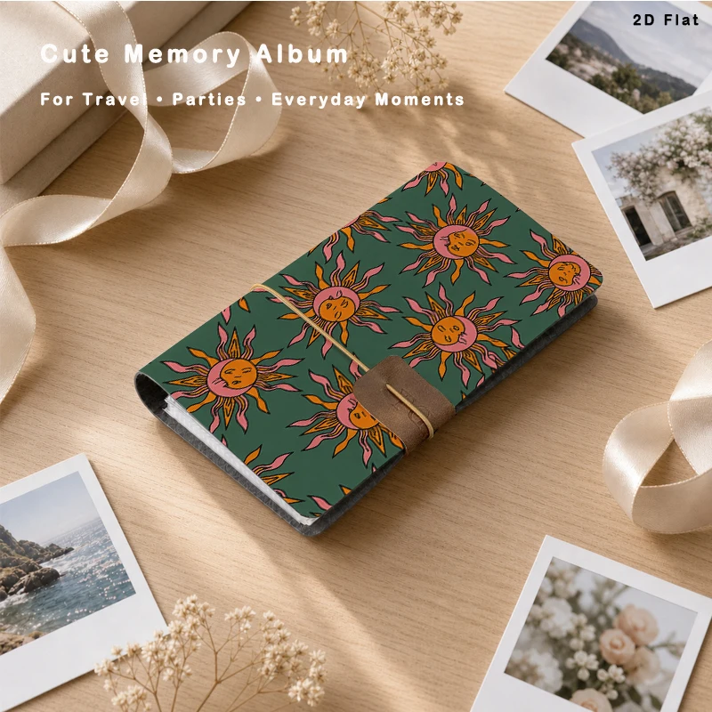 Retro Sun Face Tarot Style Photo Album 20 Sheets 80 Vertical Pockets for Family Travel Memory Storage Birthday Party Gift Photo