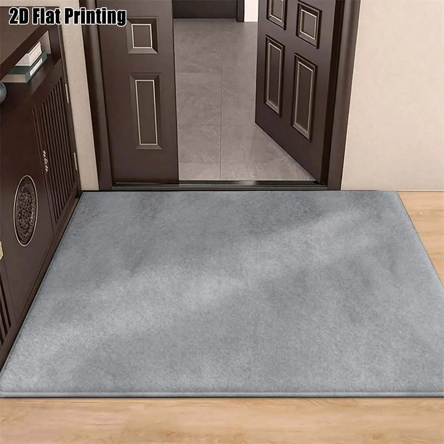 1Pc 2D Printed Gray Abstract Art Nordic Modern Minimalist European Geometric Carpet, Machine Washable Multi-Size Home Decor Mat for Entrance, Living Room, Bedroom, Dining Room, Foyer