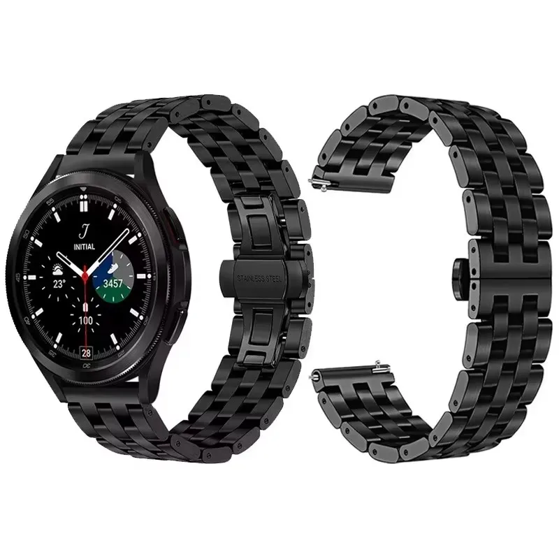 

Metal Strap For Samsung Watch 4 Classic 42/46mm Stainless Steel Five-Bead Butterfly Buckle Motorcycle Electronic Accessories