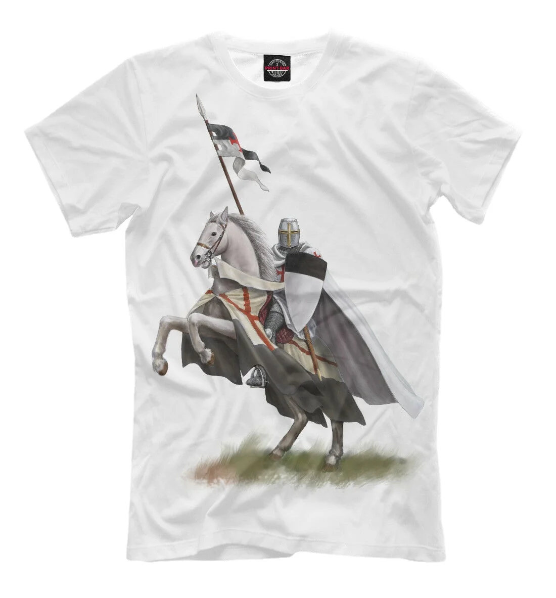 Knight on Horseback  Knights Templar Art Printed T-Shirt. Summer Cotton Short Sleeve O-Neck Mens T Shirt New S-3XL