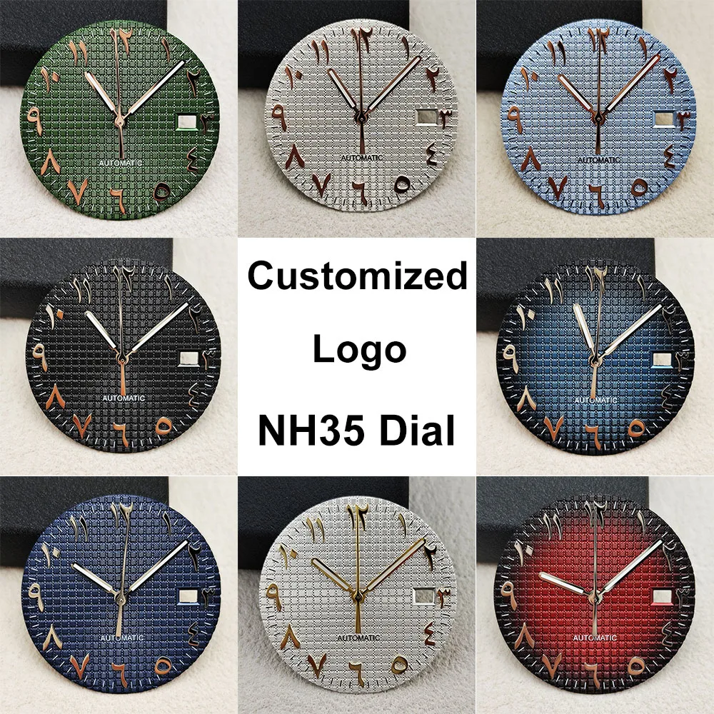 New NH35 dial Arabic numeral watch dial no night light 31.8mm dial men's sports watch with NH35 movement watch accessories