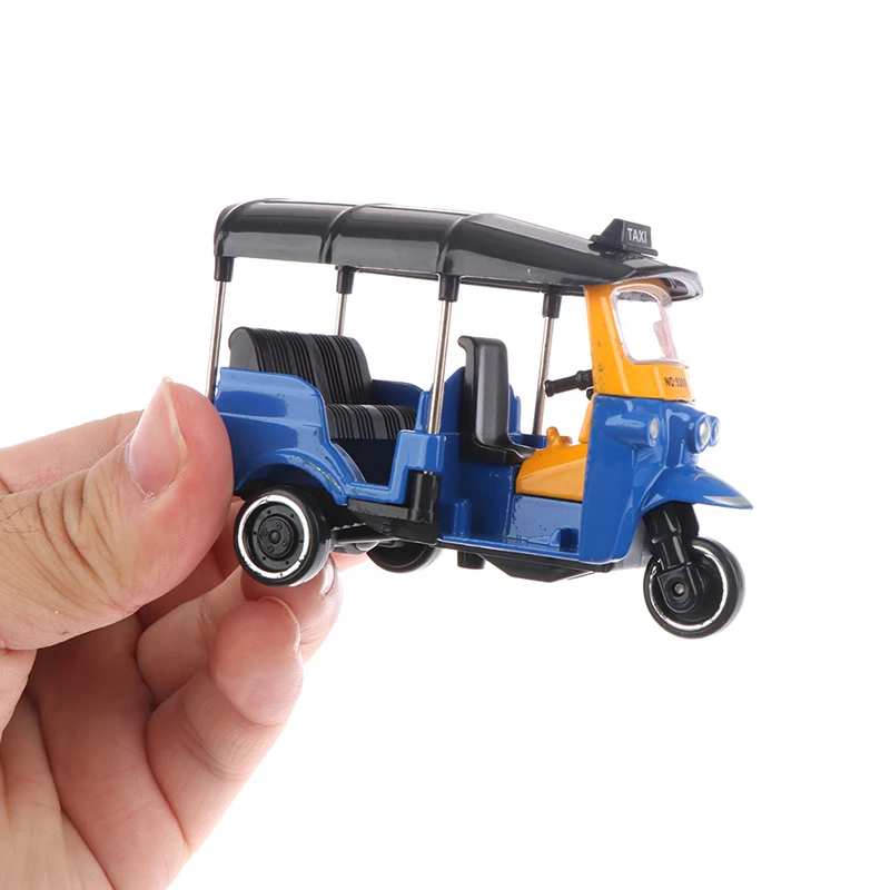 Alloy Tricycle Retro Simulation Model Three Wheeled Motorcycle Toy Diecast Car Model Autorickshaw Car Model Figure Toys New