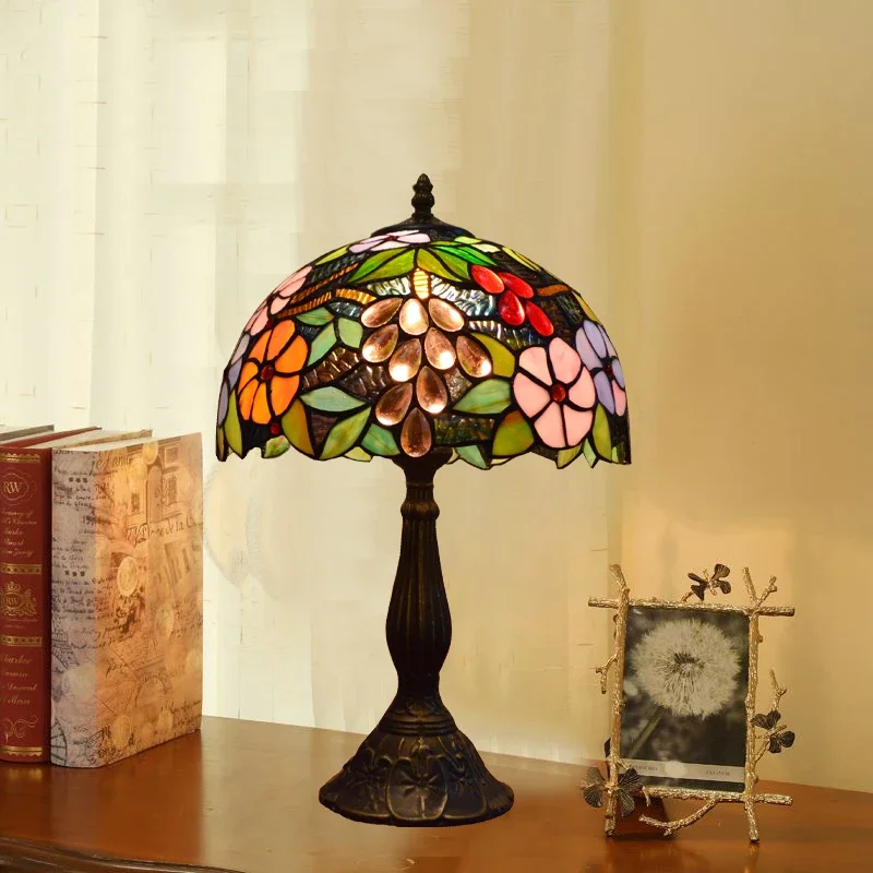 2025 Turkish Table Lamp Tiffany Stained Glass With Dragonflys Vintage Desk Lamp Bedroom Mediterranean Restaurant Home Deco Light